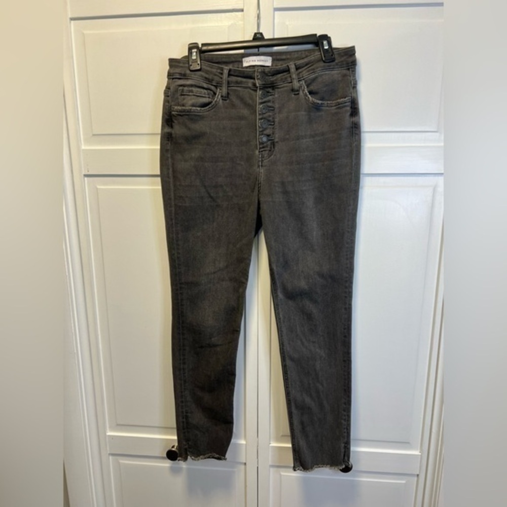 Flying Monkey Button Fly Jeans With Raw Hem Size Women’s 31 Color Charcoal Gray